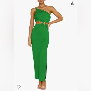 NWT Green One-Shoulder Cut Out Dress
